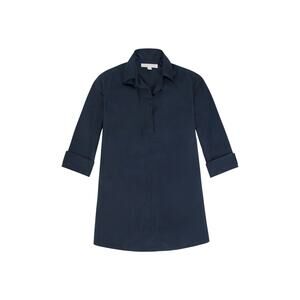 Ann Mashburn Designer Tunic Navy Blue Italian Poplin 100% Cotton Top